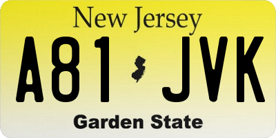 NJ license plate A81JVK
