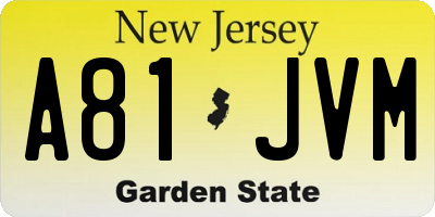 NJ license plate A81JVM