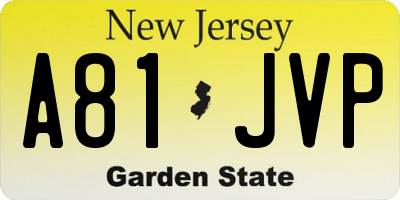 NJ license plate A81JVP