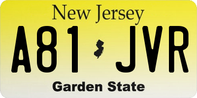NJ license plate A81JVR