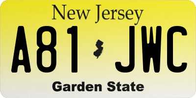 NJ license plate A81JWC