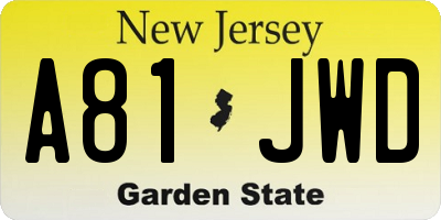 NJ license plate A81JWD