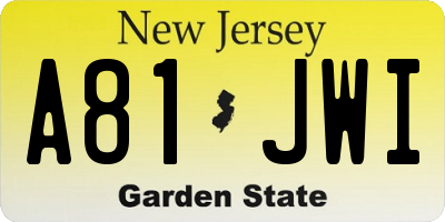 NJ license plate A81JWI
