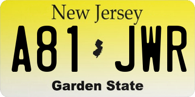 NJ license plate A81JWR