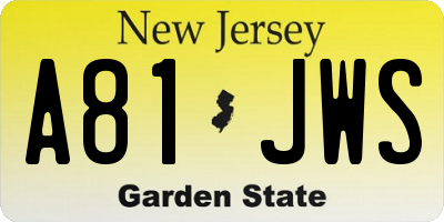 NJ license plate A81JWS