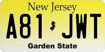 NJ license plate A81JWT