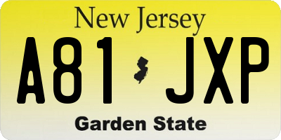 NJ license plate A81JXP