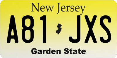 NJ license plate A81JXS