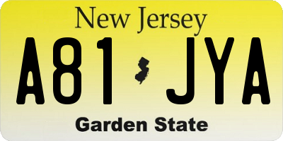 NJ license plate A81JYA