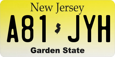 NJ license plate A81JYH