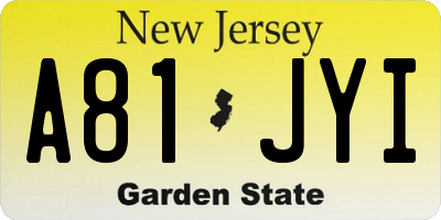 NJ license plate A81JYI