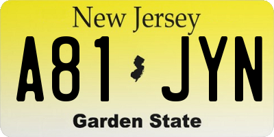 NJ license plate A81JYN