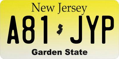 NJ license plate A81JYP