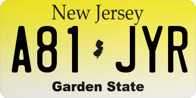NJ license plate A81JYR