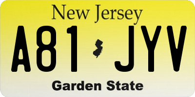 NJ license plate A81JYV