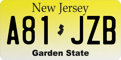 NJ license plate A81JZB