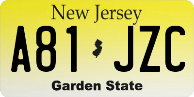 NJ license plate A81JZC