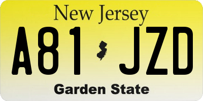 NJ license plate A81JZD