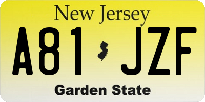 NJ license plate A81JZF