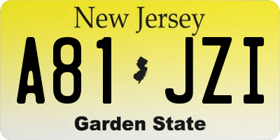 NJ license plate A81JZI