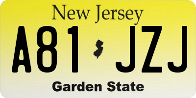 NJ license plate A81JZJ