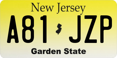NJ license plate A81JZP