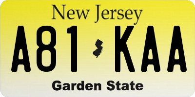 NJ license plate A81KAA