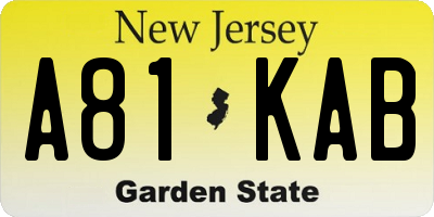 NJ license plate A81KAB