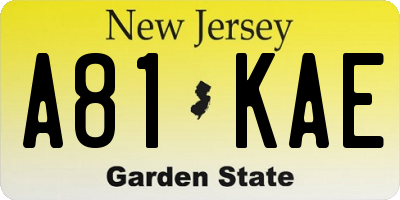 NJ license plate A81KAE