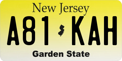 NJ license plate A81KAH