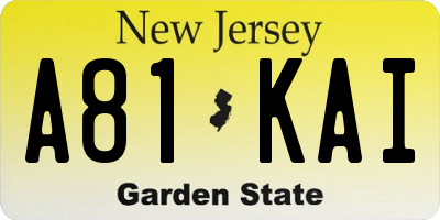 NJ license plate A81KAI