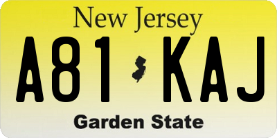 NJ license plate A81KAJ