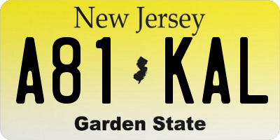 NJ license plate A81KAL