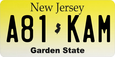 NJ license plate A81KAM