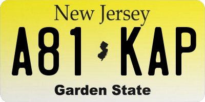 NJ license plate A81KAP
