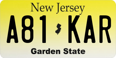 NJ license plate A81KAR