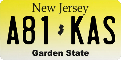 NJ license plate A81KAS
