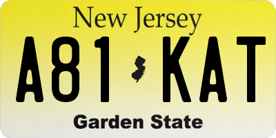 NJ license plate A81KAT