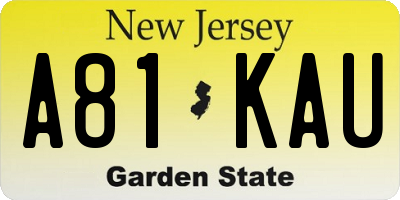 NJ license plate A81KAU