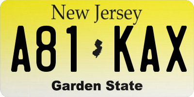 NJ license plate A81KAX