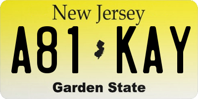 NJ license plate A81KAY