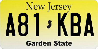 NJ license plate A81KBA