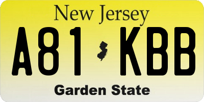 NJ license plate A81KBB