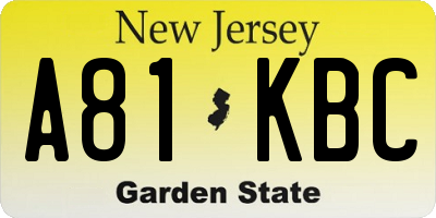 NJ license plate A81KBC