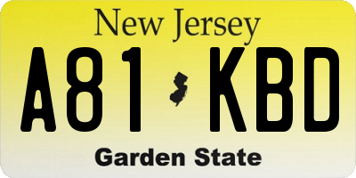 NJ license plate A81KBD