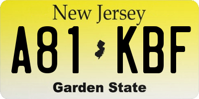 NJ license plate A81KBF