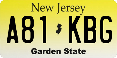 NJ license plate A81KBG