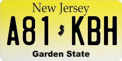 NJ license plate A81KBH