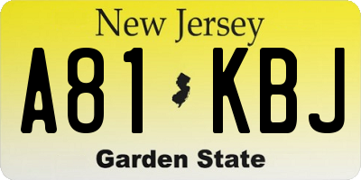 NJ license plate A81KBJ