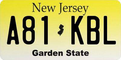 NJ license plate A81KBL